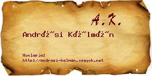 Andrási Kálmán névjegykártya
